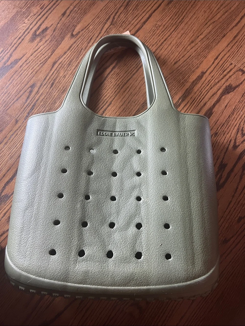 Eddie Bauer Olive Green Perforated Carryall Tote